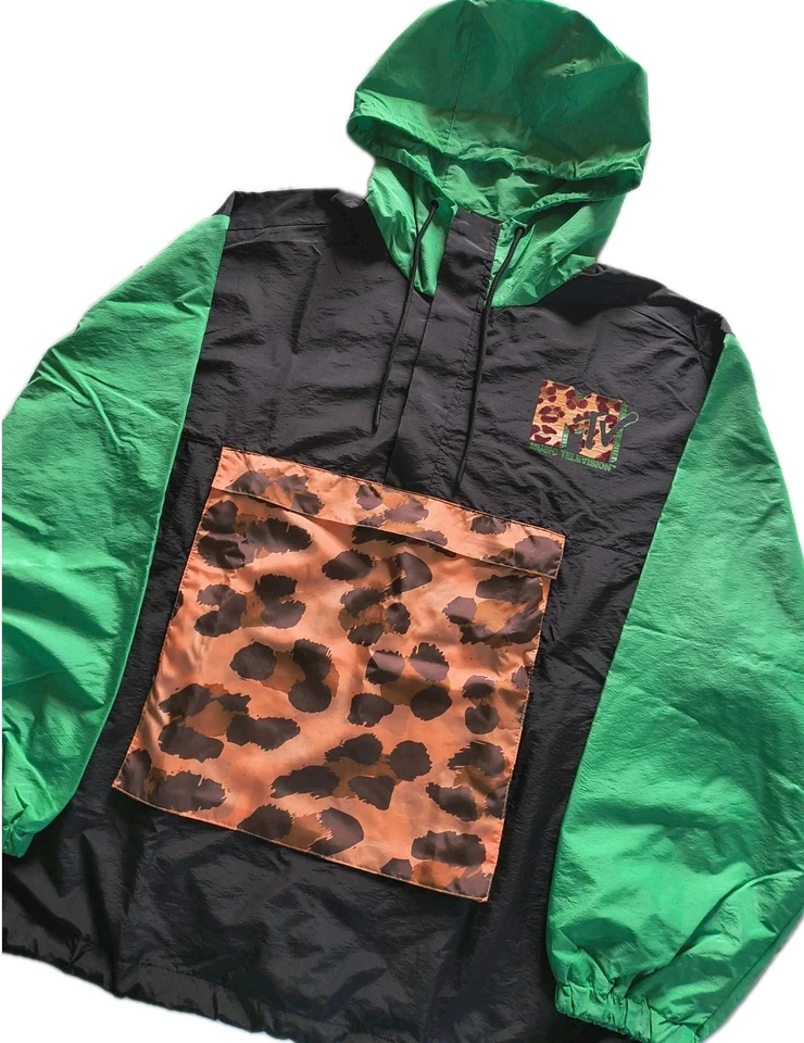 MTV Official Merchandise Anorak Mens Size XL By Dumbgood Cheetah Print Logo NWOT - Image 2 of 4
