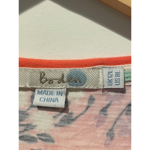 Boden Kleid Blumenmuster koralle rosa lila Freizeit V-Ausschnitt UK 12 US 8 - Bild 4 von 4