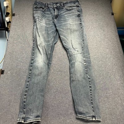 CALVIN KLEIN JEANS Men's Pants Size 34x32 Blue Denim Straight Distressed Ripped