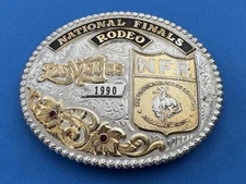 Vintage Rare Gist Sterling Silver OL 1990 NFR Rodeo Las Vegas Trophy Belt Buckle