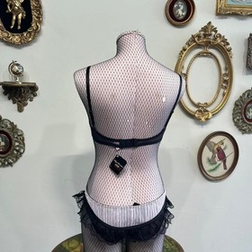 Agent Provocateur Fifi Lingerie Set 32C Size 1 Pink Black Sheer Lace NWT