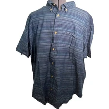The Foundry Supply Co Men’s Size 2XL Short Sleeve Button Down Blue Stripe Young 