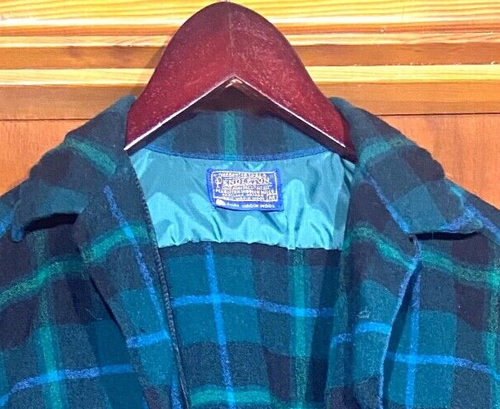 Vintage 70er ~ Pendleton USA Oregon ~ 100% Schurwolle ~ grün & blau kariertes Hemd ~ Unisex / M - Bild 4 von 4