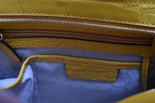 Michael Kors Collette Ecru Sun Croc embossed leather trimmed Handbag beautiful - Picture 6 of 9
