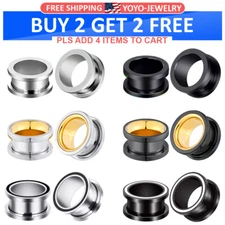 2pcs 316L-Steel Screw Flesh Tunnels Plugs Ear Guages Ear Expander Body Piercing