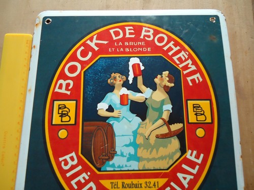 PLAQUE TOLE émaillée BOCK DE BOHEME BIERE ALCOOL BEER BIER EMAIL METAL bières - Imagen 3 de 5