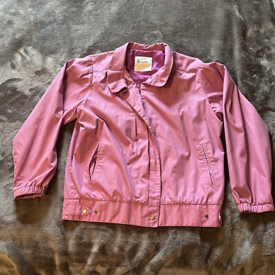 London Fog Womens Jacket Purple Violet Zip Up Pockets Collar Snap Sz 10 Reg
