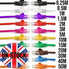 Ethernet Cat5e Network Cable RJ45 Patch Lead Lot 0.25m 1m 2m 3m 5m 10m 20m 50m