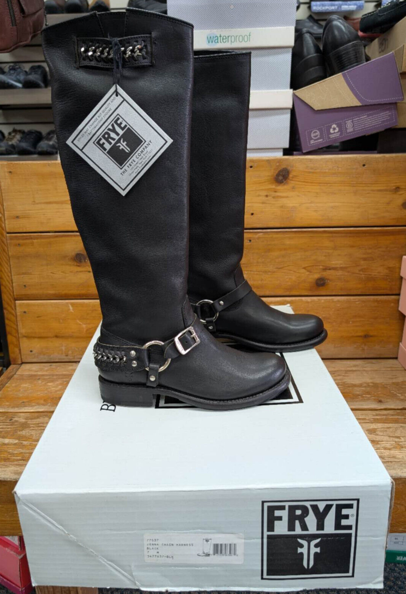 Frye Jenna Chain 77637 Black Harness women's boots US M