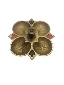 Vintage Brass Ashtray Tray With Playing Card Suit Symbols Four Section
