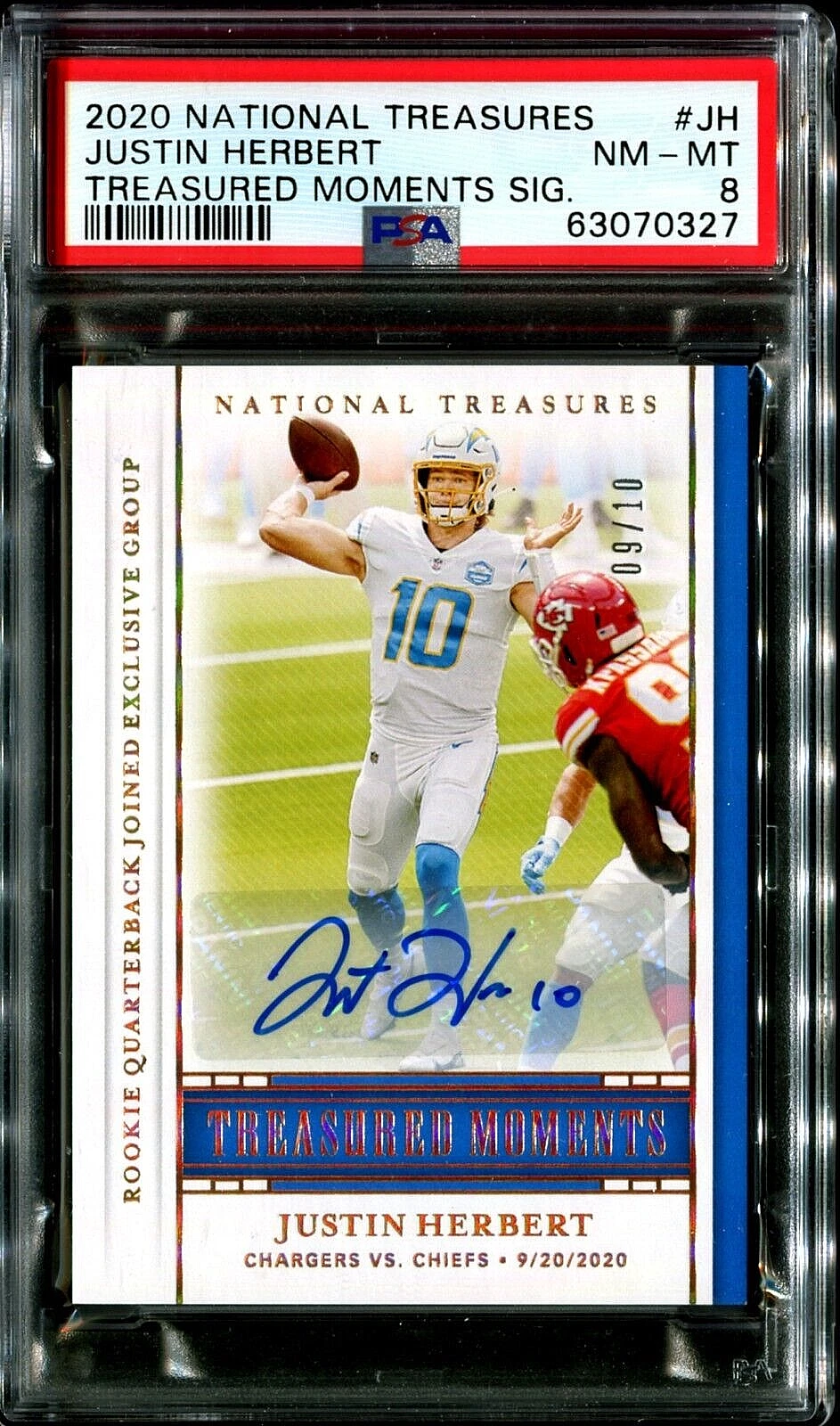 Justin Herbert Panini National Treasures Treasured Moments Signatures #JH Base
