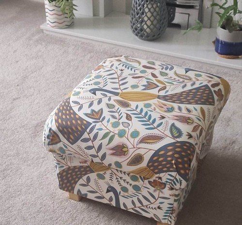 Storage Footstool Porter & Stone Balmoral Tartan Check Fabric Pouffe Ochre - Picture 15 of 55