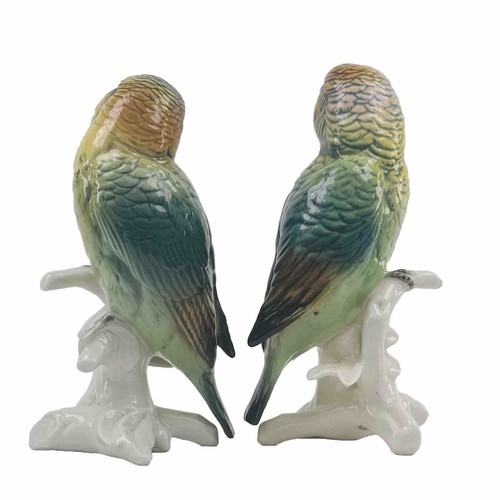 Karl Ens Volkstedt Love Birds Parrots Hand Painted Porcelain Figurines h15cm - Picture 4 of 6