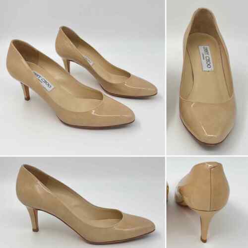 JIMMY CHOO Size 36 1/2 Nude Patent Leather Heels - image 1