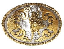 Nocona Floral Embossed Bull Rider Belt Buckle