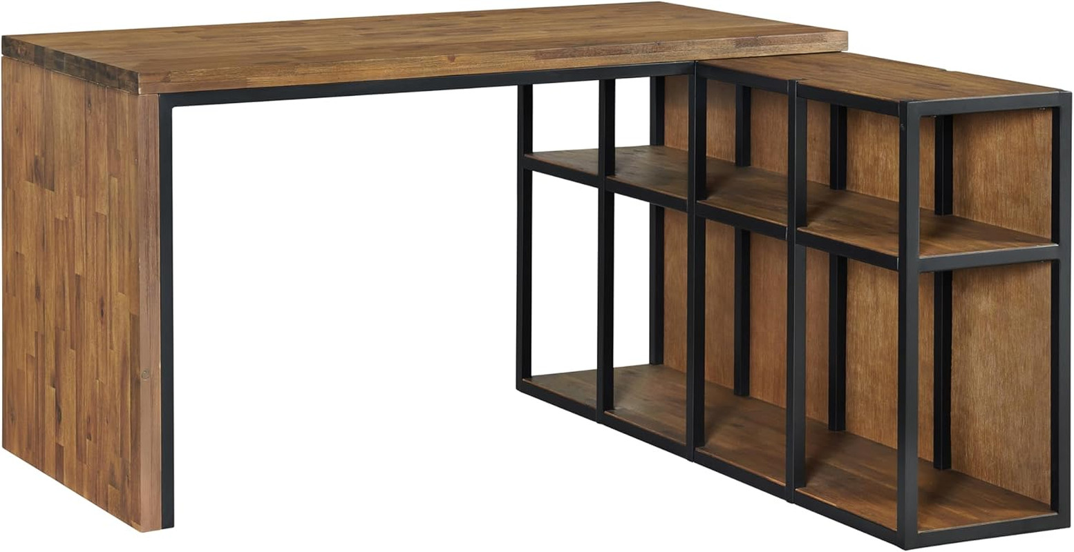 Lloyd 55" Corner Desk with Storage Credenza - Natural Aged B