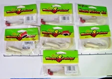 SEVEN (7) Mister Twister Jigs, Hawg Raiser 1/2 & 1oz., White & Red Head-NEW Pkgs