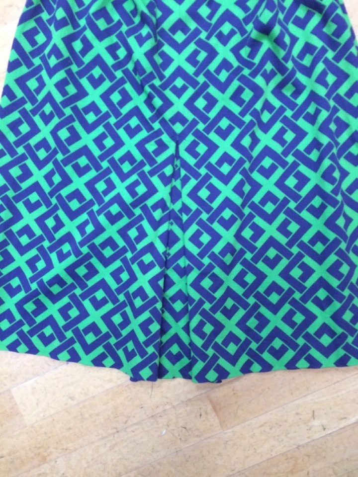 Falda GEOMÉTRICA Sara Campbell Cintura Elástica Algodón Spandex Verde Y Azul Talla S Foto 3 de 4