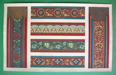 1880s Color Litho Print CARPET PAINTINGS French Renaissance Castle at Blois