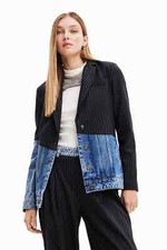 Desigual Chicago Hybrid Denim Pinstripe Blazer Jacket 23wwewb5