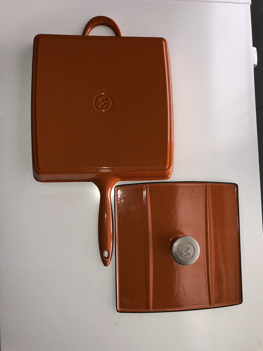 Mario Batali By Dansk Orange Enameled Cast Iron Grill Pan With