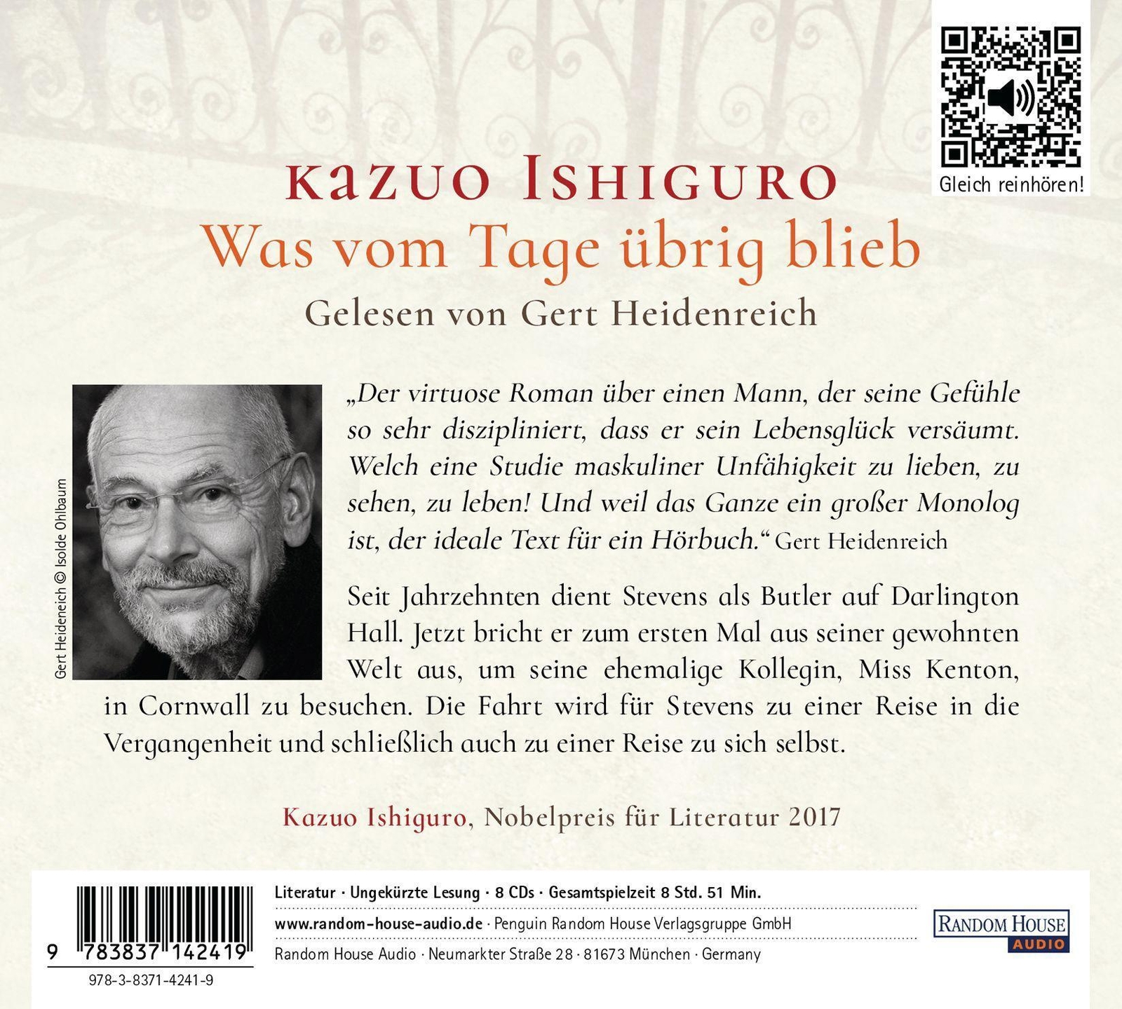 Thumbnail - Was Vom Tage Übrig Blieb Kazuo Ishiguro Audio-cd 8 Audio-cds Deutsch