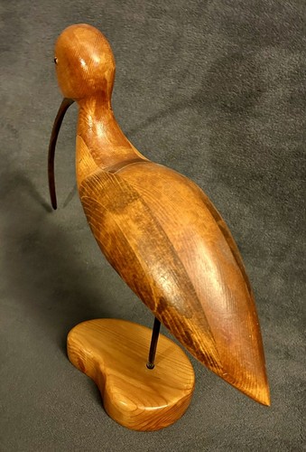 Signed MCM Carved Wood Shorebird Bird Figure Decoy 12.5”x15” - Picture 11 of 16