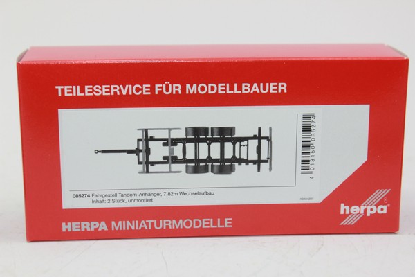 Herpa 085274 Fahrgestell Tandem AnhäNger 7,82M Wechselaufbauten 1:87 H0 Neu-image