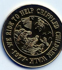 Mardi Gras Doubloon: Jerusalem Temple A.A.O.N.M.S. 1977 Aluminum Gold