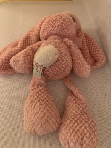 "Juguete de peluche suave rosa GUND HAPPY DAYS ALGODÓN CARAMELO CONEJITO CONEJO 320509 15""" - Imagen 2 de 3