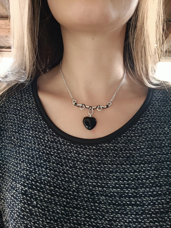 collana donna alluminio senza nickel con pietra naturale  - Immagine 3 di 3