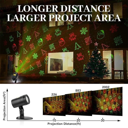16 Patrones Navidad Proyector Luz Interior LED Móvil Láser Copo de Nieve Lámpara Reino Unido - Imagen 6 de 6