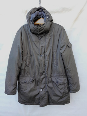 Geox Respira Real Down Heavy Duty Hooded Coat Mens EU 46 Dark Olive Parka