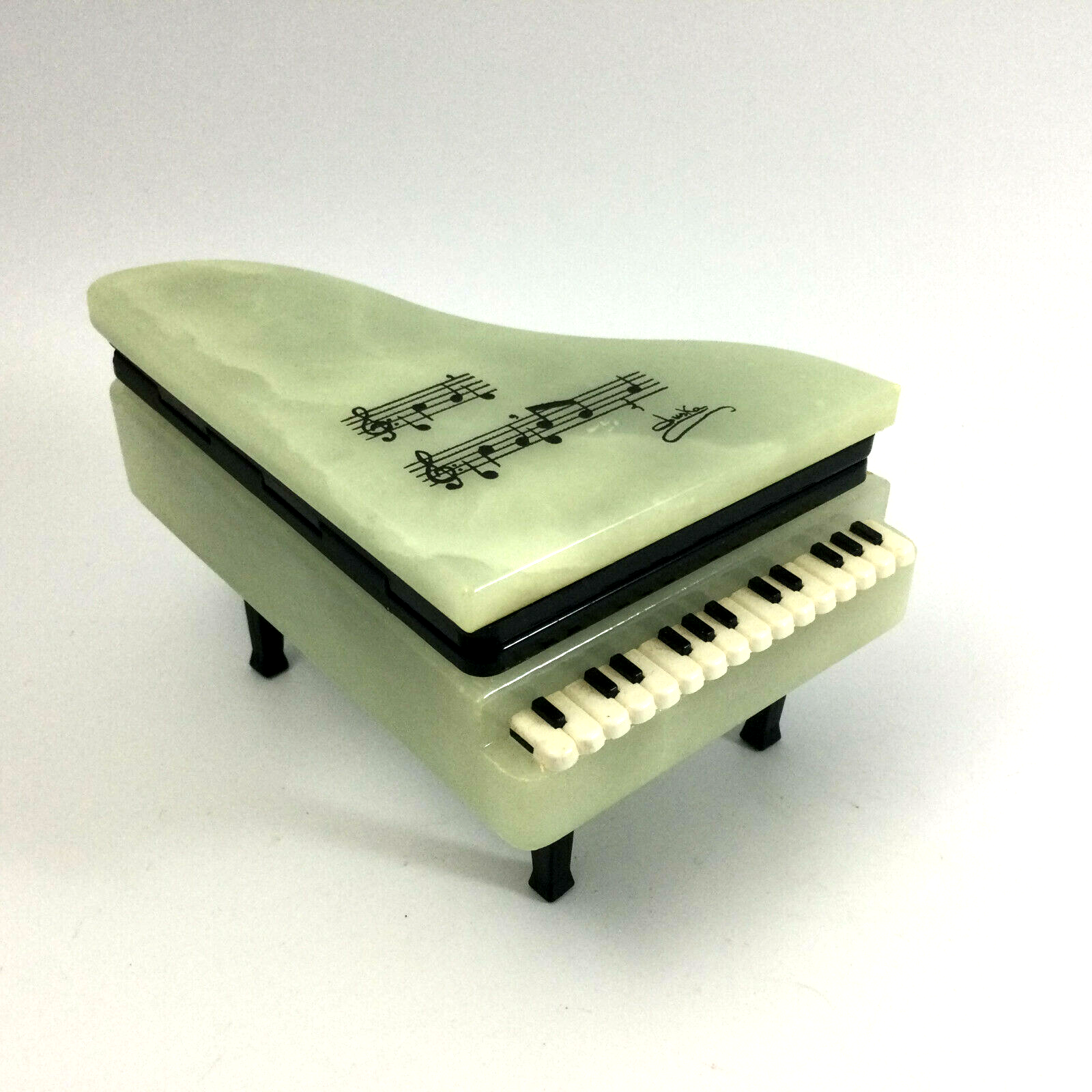 Elegant Italian Green Alabaster Piano Jewelry Box for Keepsakes