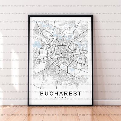 Bukarest ungerahmte Karte Poster Druck Bukarest Rumänien Modern Line Art Dekor