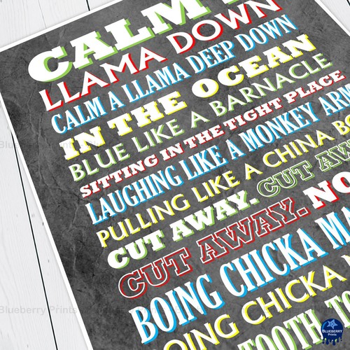 The Mighty Boosh, CALM A LLAMA DOWN Crimp Lyric Poste rPrint 2 styles - (3 Sizes - Picture 12 of 12