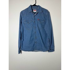 Wrangler Denim Button Down Shirt Western Chambray Medium