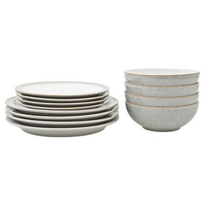 Denby - Elements hellgrau Geschirrset für 4 - 12-teilig - 4, 