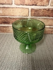 Vintage E. O. Brody Co EMERALD GREEN Glass Pedestal Candy Bowl Compote Dish