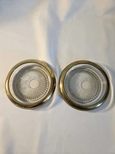 Vintage Park Sherman Brass And Glass Ashtray Dish Coasters 5" Set Of Two Art...