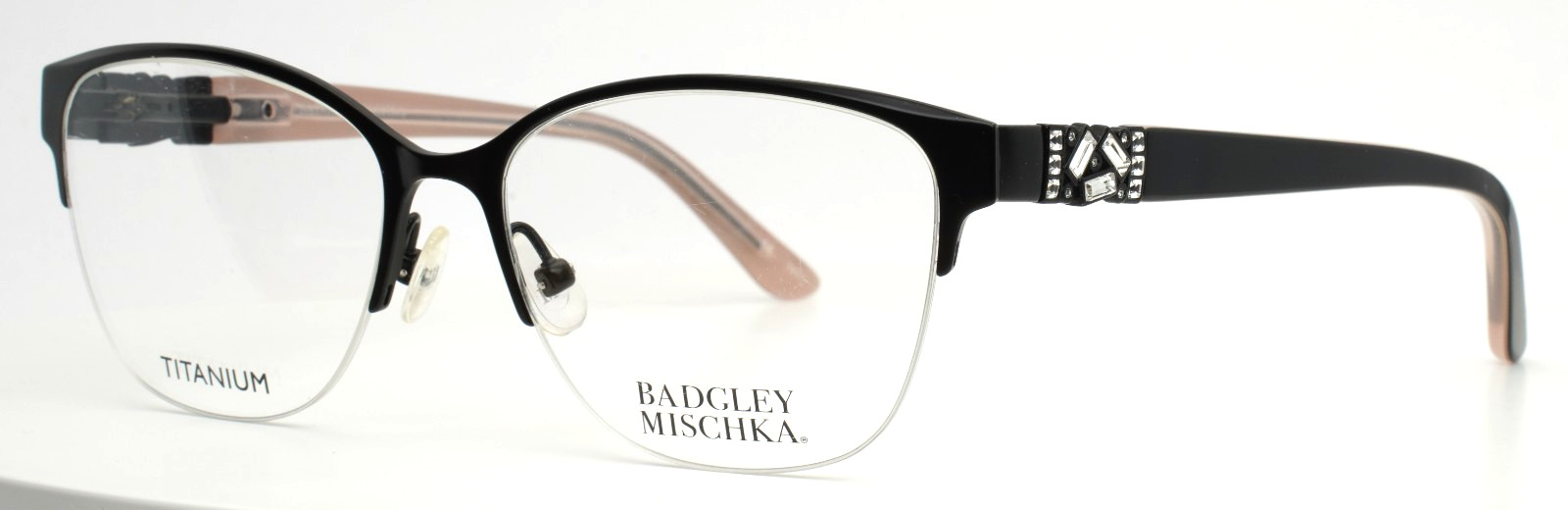 BADGLEY MISCHKA Amalia BLCK Black Womens Half Rim Eyeglasses 52-16-135 B:41