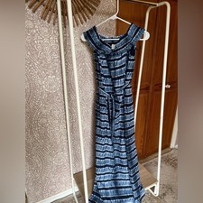 Michael Kors Shibori Striped Blue Maxi Dress
