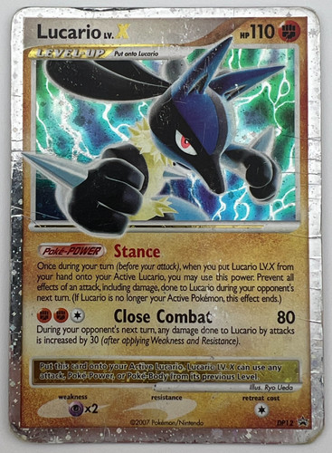 Lucario LV.X DP12 Holo Black Star Promo 2007 Pokemon Card Damaged DMG