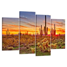 KREATIVE ARTS - Colorfull Sunset with Saguaros Landscape Canvas Wall Art Sono...