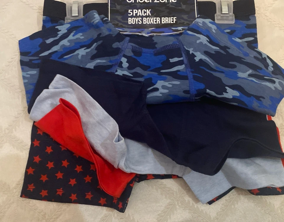 Cuecas boxer masculinas pacote com 5 tamanho grande 10-12 azul e azul claro, vermelho 100% algodão - Imagem 3 de 4