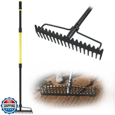 Jardineer Bow Rake Heavy Duty, Long Handle Metal Rakes for Gravel