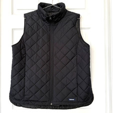 NWT Lands End Quilted Puffer Vest Women L 14 16 Navy REPREVE Recycled Insulated