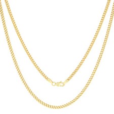 14K Yellow Gold 3mm Miami Cuban Italian Link Chain Necklace Mens Womens 16"- 30"