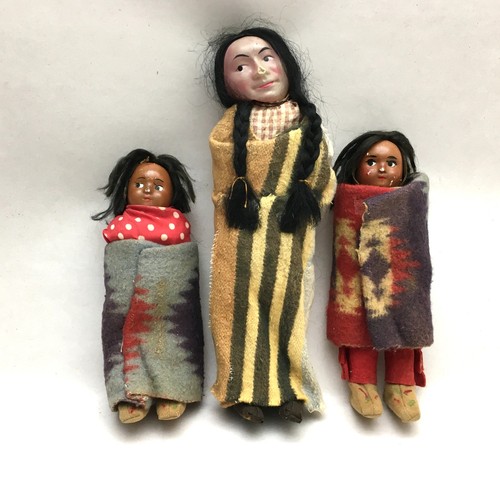 Vintage Skookum Native American Dolls Mother & 2 Children Bully Good Dolls 1930s - Picture 1 of 9