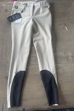 Equiline Women’s Breeches Atirk, Knee-grip Beige Breeches Size IT 44/US 28-NWT 